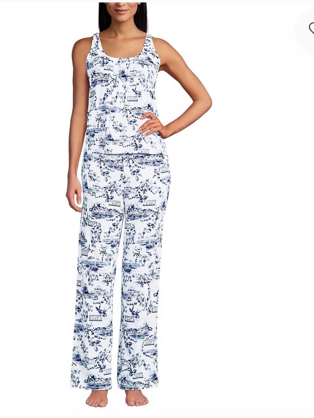 Lands' End Blue and White Printed Tank Pajama Set